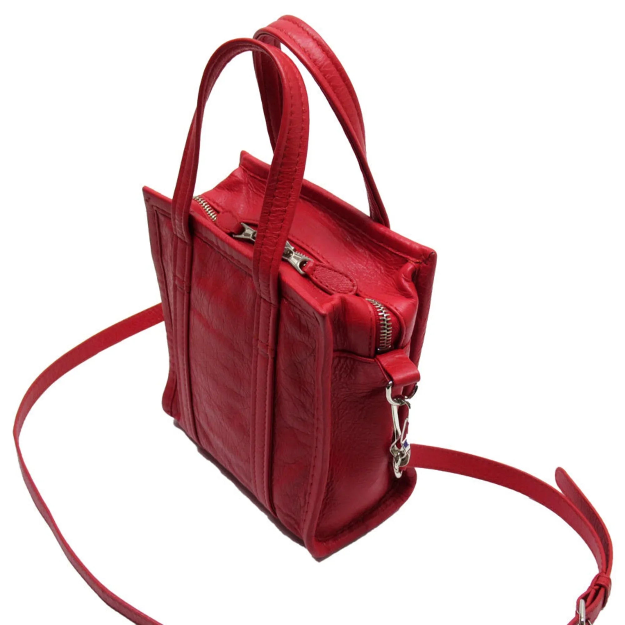 Ladies Shoulder Pre-Owned Leather Shopper Silver Handbag BALENCIAGA XXS Red Bag Bazaar (Good)