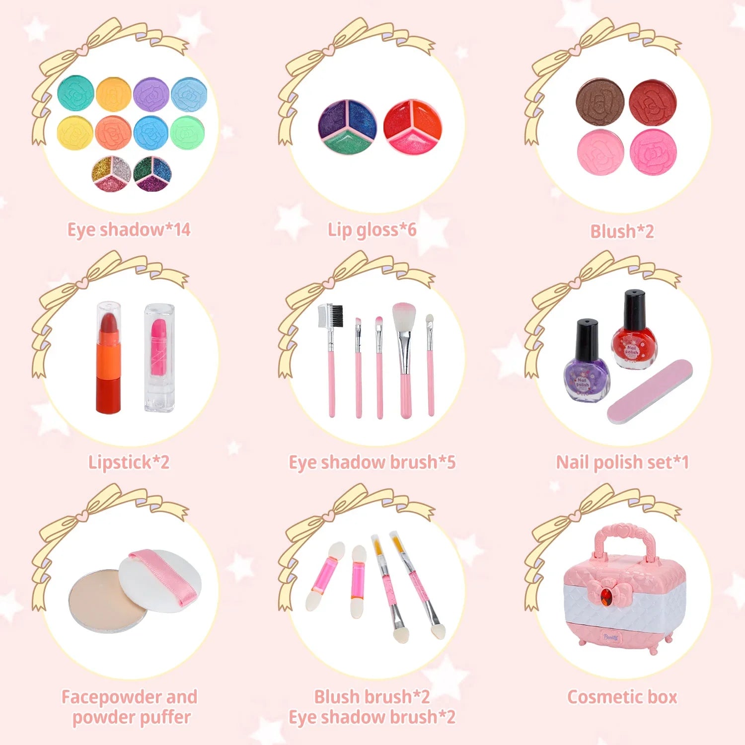 Kids Frozen 42 Makeup WATTNE Set (Pink) Girl & Non-Toxic Pcs Gift for Makeup Real Toys Kit for Christmas Old Washable Year Set, Girl Cosmetic Safe Toddler Kit, & 3-12 Makeup Kids Birthday Makeup