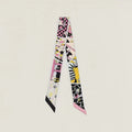 Twilly Suite Black/Rose/Yellow Muffler Scarf Silk Ladies Scarf Hermmes New