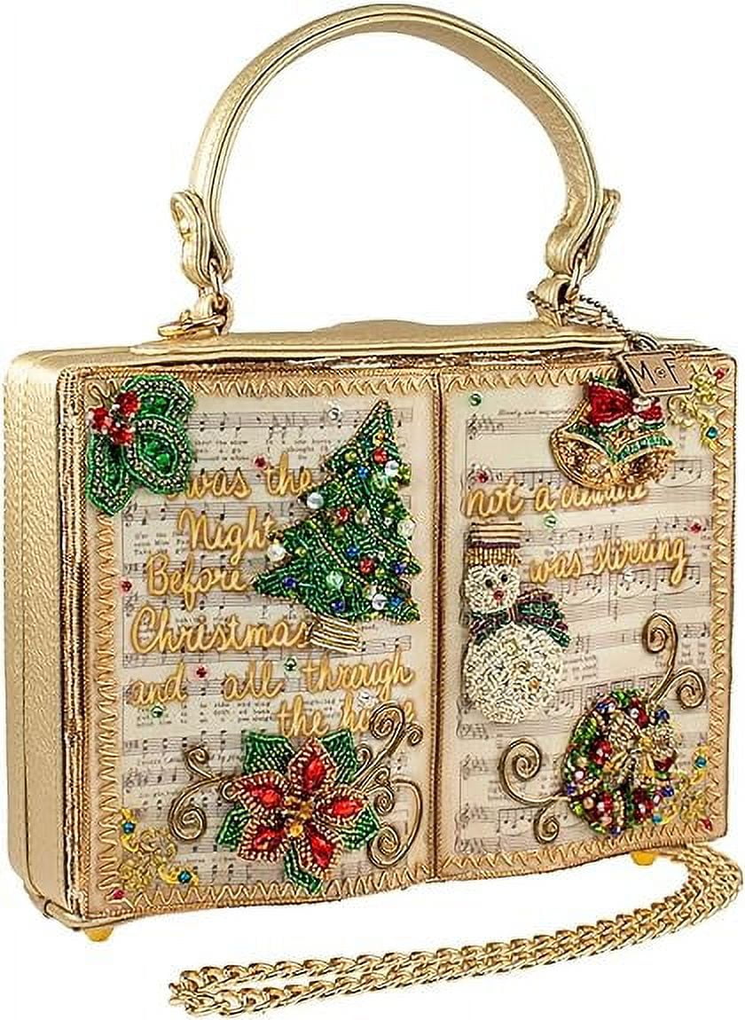 Handbag, Song Carols Frances Gold Christmas Book Handle Top Beaded Mary