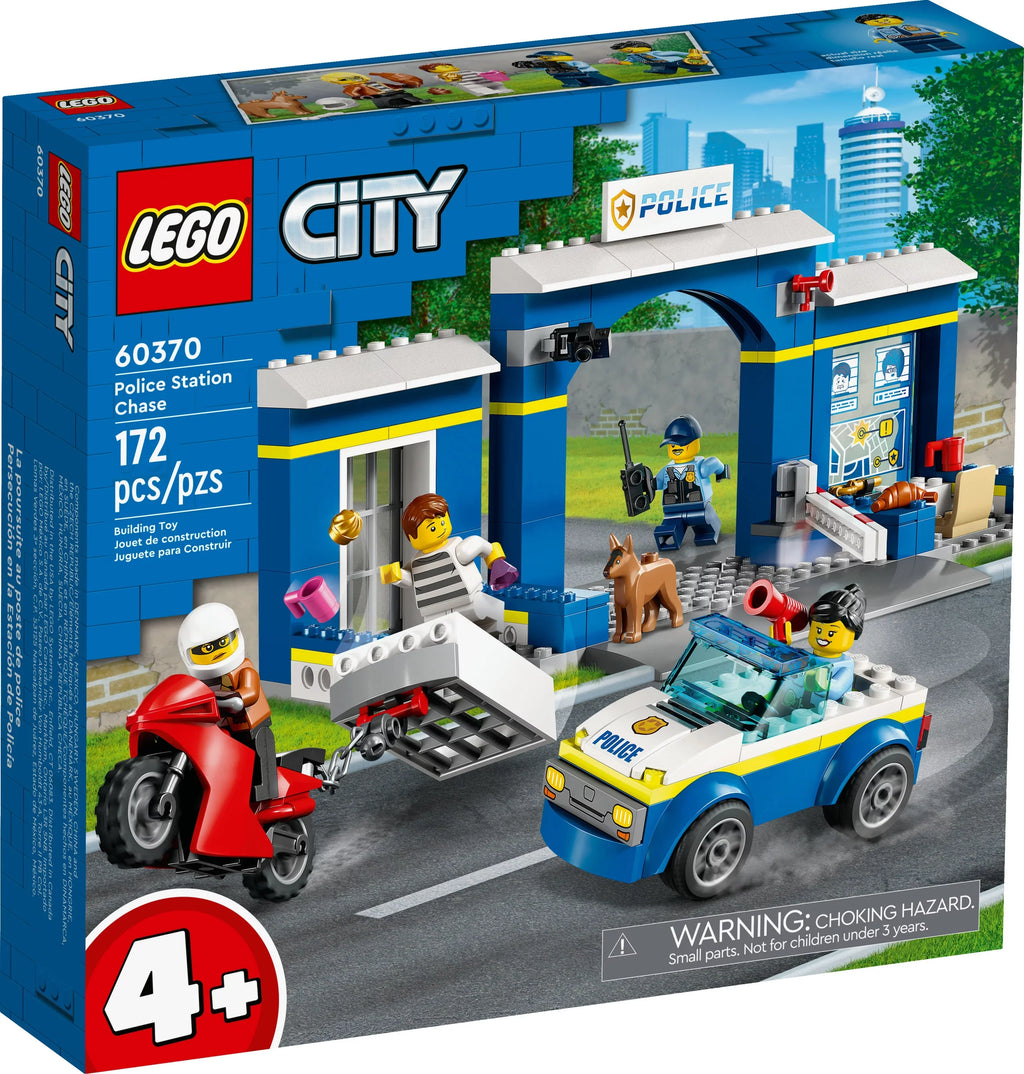 60370, 4 and Old Breakout Plus with Years for LEGO Minifigures City Playset Police Jail, Dog Motorbike, Kids Chase Car Station and Toys 4 Toy Figure,