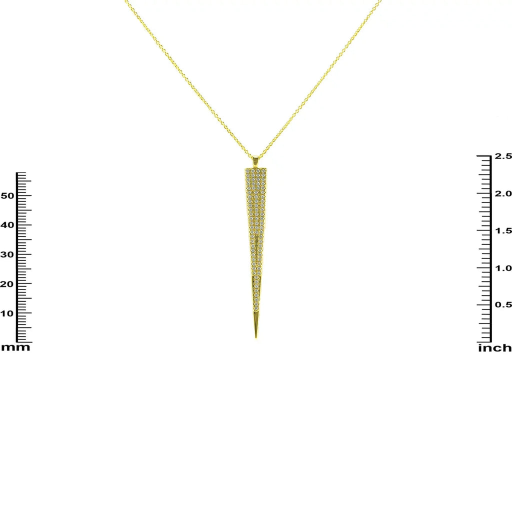 for Pointed Teens Zirconia Blue Cubic Gold V Women, Drop Boutique Necklace Inc Pendant Box