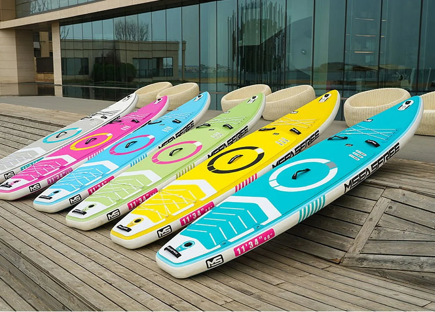Paddle, Accessories Bottom & Deck Leash, Stance, Surf Control, Wide Fin Paddle Board(6In Paddling, Thick)with Youth Inflatable Backpack, SUP Premium Non-Slip & Stand for Up for Adult(White)