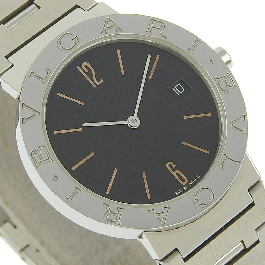 Dial Quartz Men's Display BB33SS BVLGARI Pre-Owned Bvlgari Bulgari Stainless I220823033 Watch Steel Black Analog (Fair)
