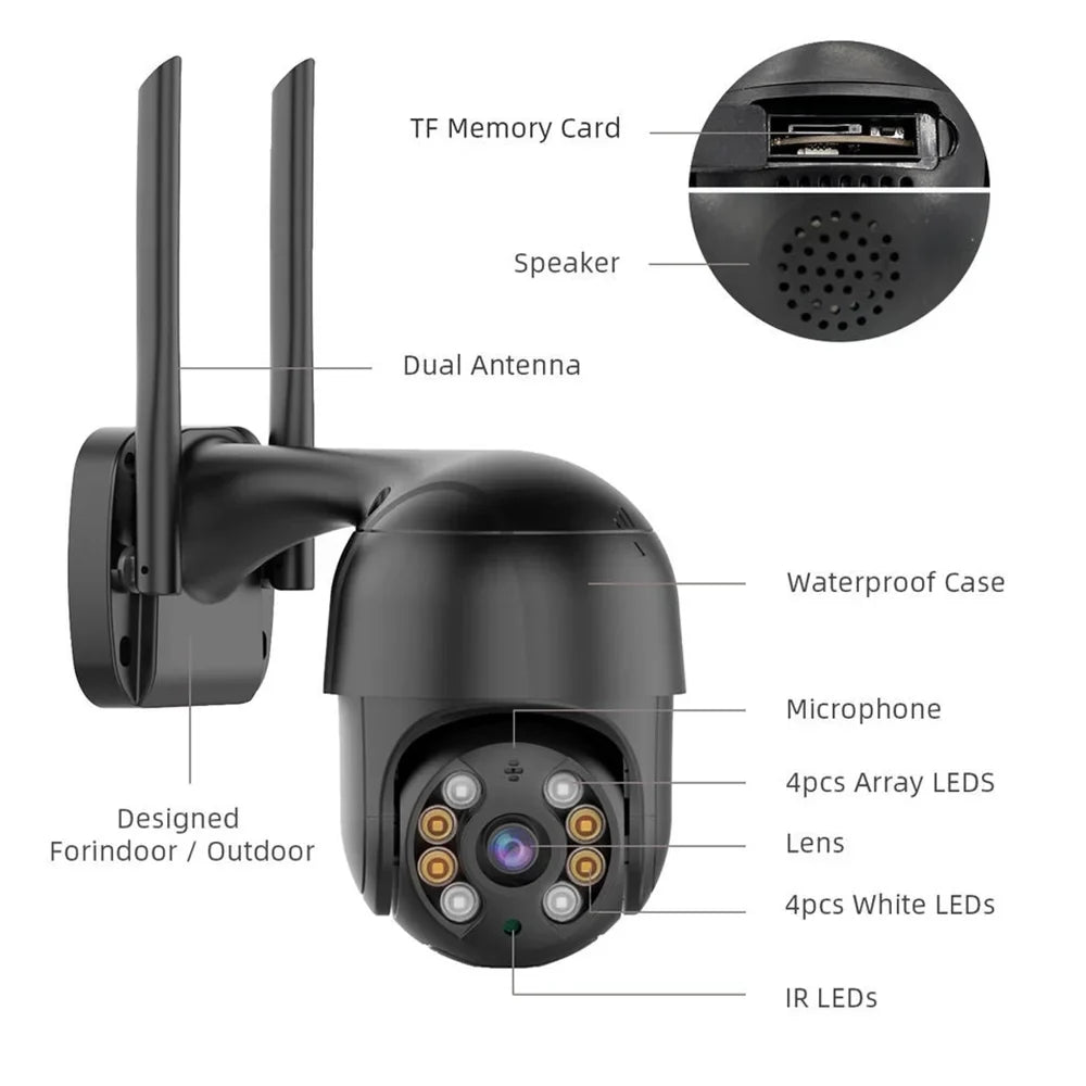 with Motion for Camera Full Cameras Pan/Tilt Wifi Vision, Outdoor, Wireless Security Color Night 2.4G Surveillance and Multi-Platform Audio, 4MP LISUEYNE 2-Way Siren, Detection