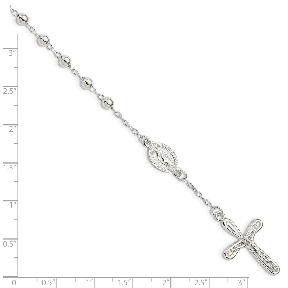 Rosary for Single 7.5inch Women Decade Auriga Silver Fine Bracelet Beaded 925 Jewelry Sterling