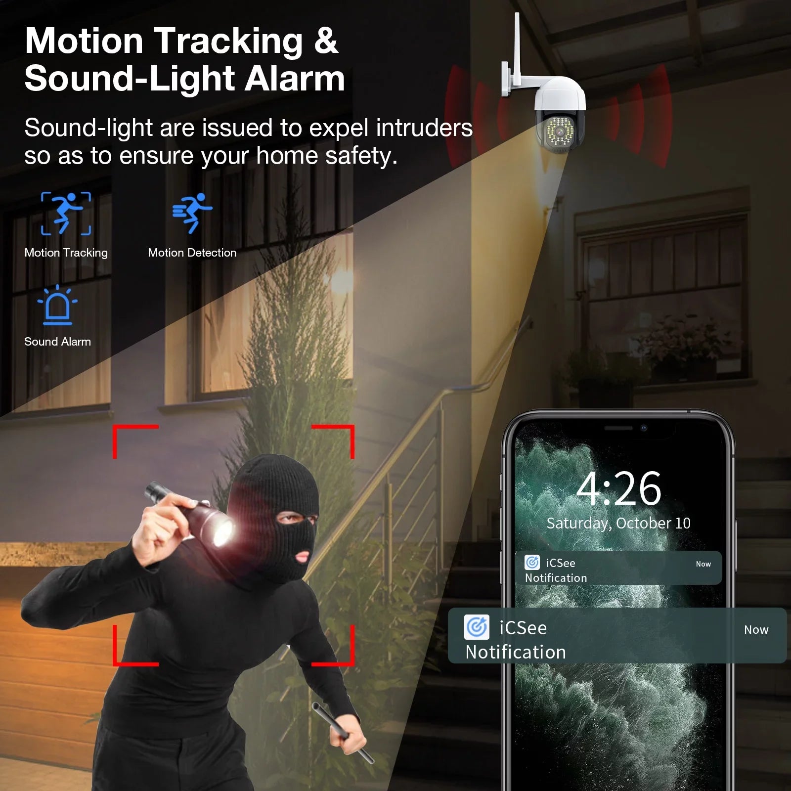 Detection, PTZ Camera, Security Cameras (2.4Ghz Siren, Night WiFi Color Motion Home Camera Plug Vision View, Audio Full Outdoor TOPVISION in) Camera Door 2 2K with 360Â° Way WiFi,