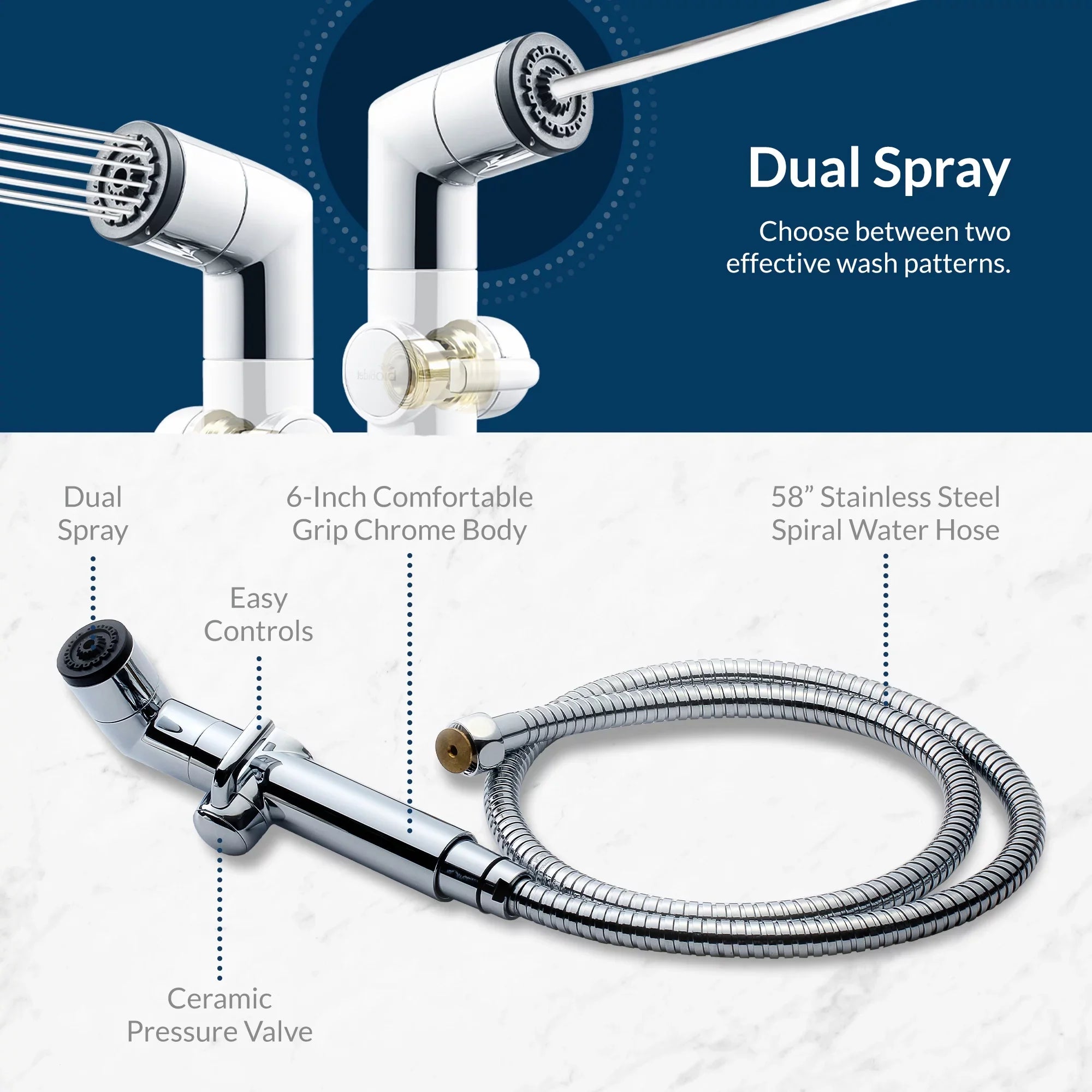 A1 - Chrome Dual Spray Bidet Handheld Biobidet