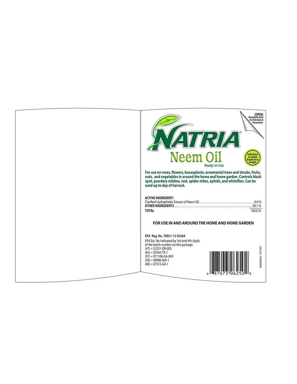 2 Oil Pack Ready-to-Use 24-Ounce, Disease of 706250A Control, and Neem Natria Pest