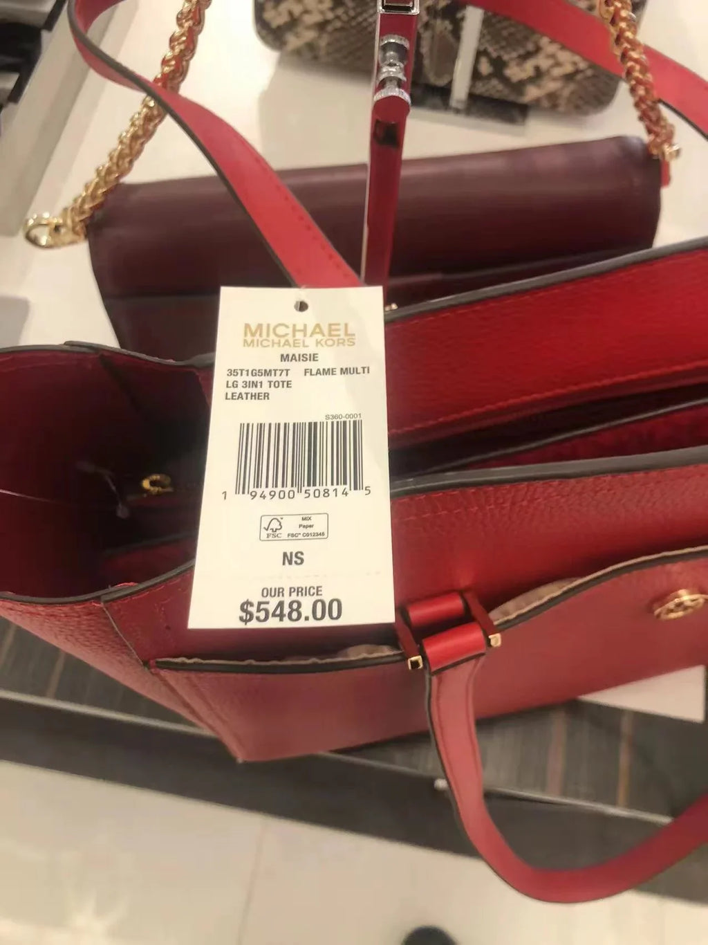 Bag 3-In-1 Tote In Leather Large Pebbled Multi Maisie 35T1G5Mt7T Kors Flame Michael