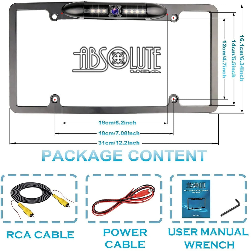 Night Waterproof Camera View 8 LED Universal Absolute CAM2100S Car Reversing Angle Camera, Rear Plate License Backup HD Chrome Viewing Vision 170¡ã License Sensitive Bright Plate High Camera