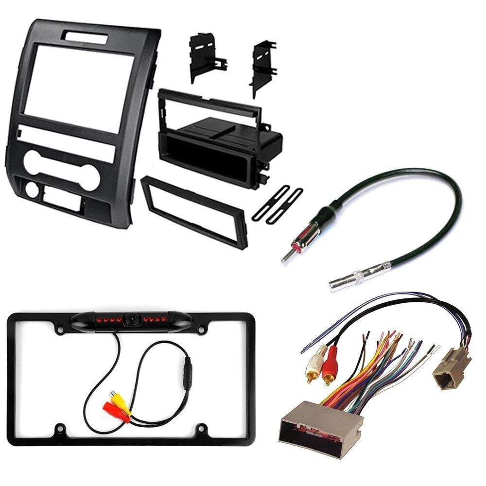 F-150 2009-2012 INSTALL CAMERA KIT AFTERMARKET RADIO NIGHT CAR VIEW REAR VISION + FOR KIT MOUNTING ANTENNA STEREO HARNESS+ FORD DASH ADAPTER+