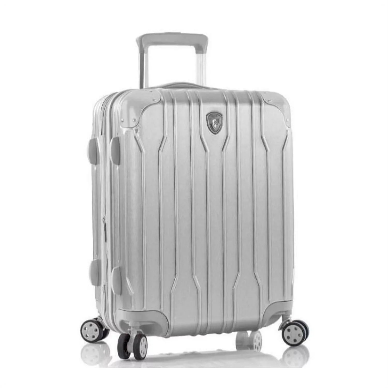 System Lightweight, Carry-On Silver with Lock, Handle Spinner TSA Expandable, Xtrak Heys Wheels Telescopic Luggage 21-Inch Combination