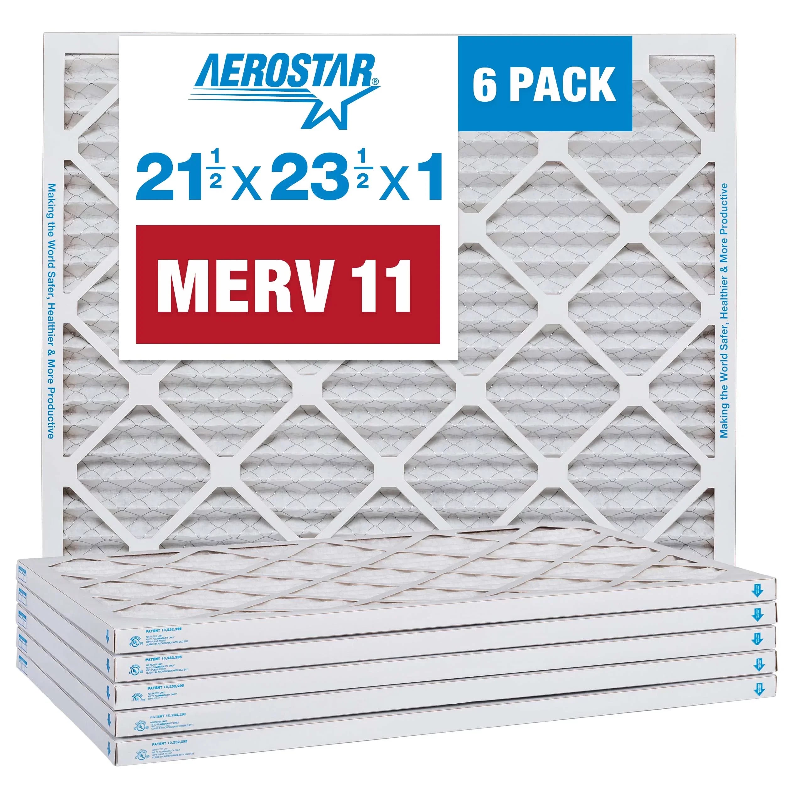 1 x 11 Air Air Pack 23 Filter, Pleated 6 Furnace MERV Filter, AC 1/2 Aerostar 21 1/2 x