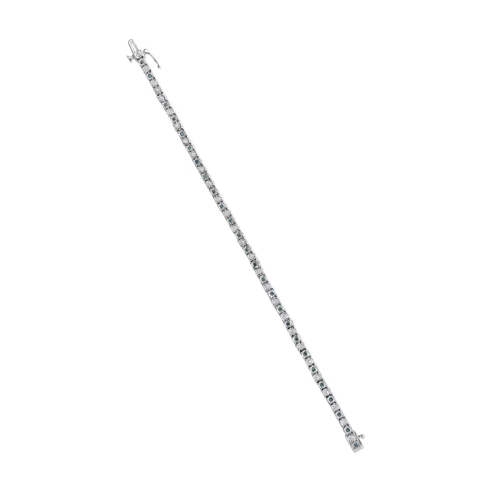 Silver Box Treated Green of I-J Clasp (Green - .925 Inches Tennis and Cttw Haus Clarity) Brilliance Round Diamond with Diamond Alternating and Womens Sterling cut White I3 1.0 7" Size Bracelet Color,
