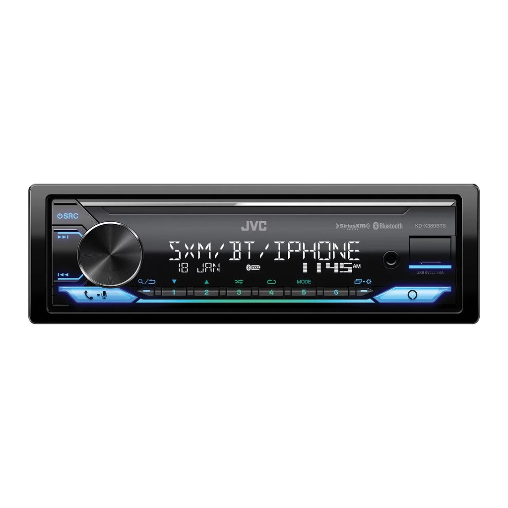 Single-DIN Unit, Bluetooth, KD-X380BTS Media and In-Dash KD-X380BTS Built-in, Ready Digital Alexa Receiver JVC Car SiriusXM with