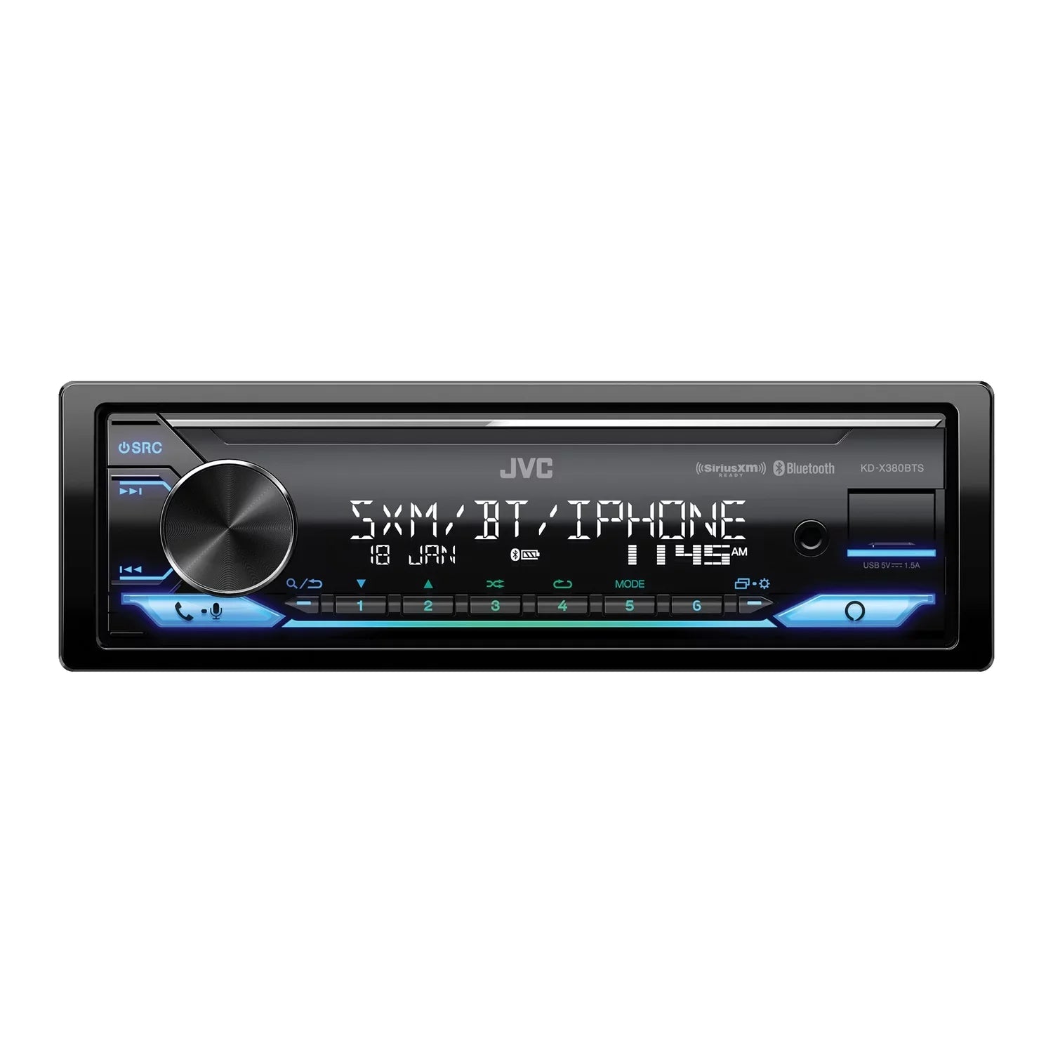 Single-DIN Unit, Bluetooth, KD-X380BTS Media and In-Dash KD-X380BTS Built-in, Ready Digital Alexa Receiver JVC Car SiriusXM with