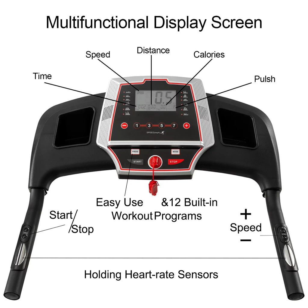 Pouseayar Black for Foldable with Home - Folding 3.5HP Incline, Portable Treadmills