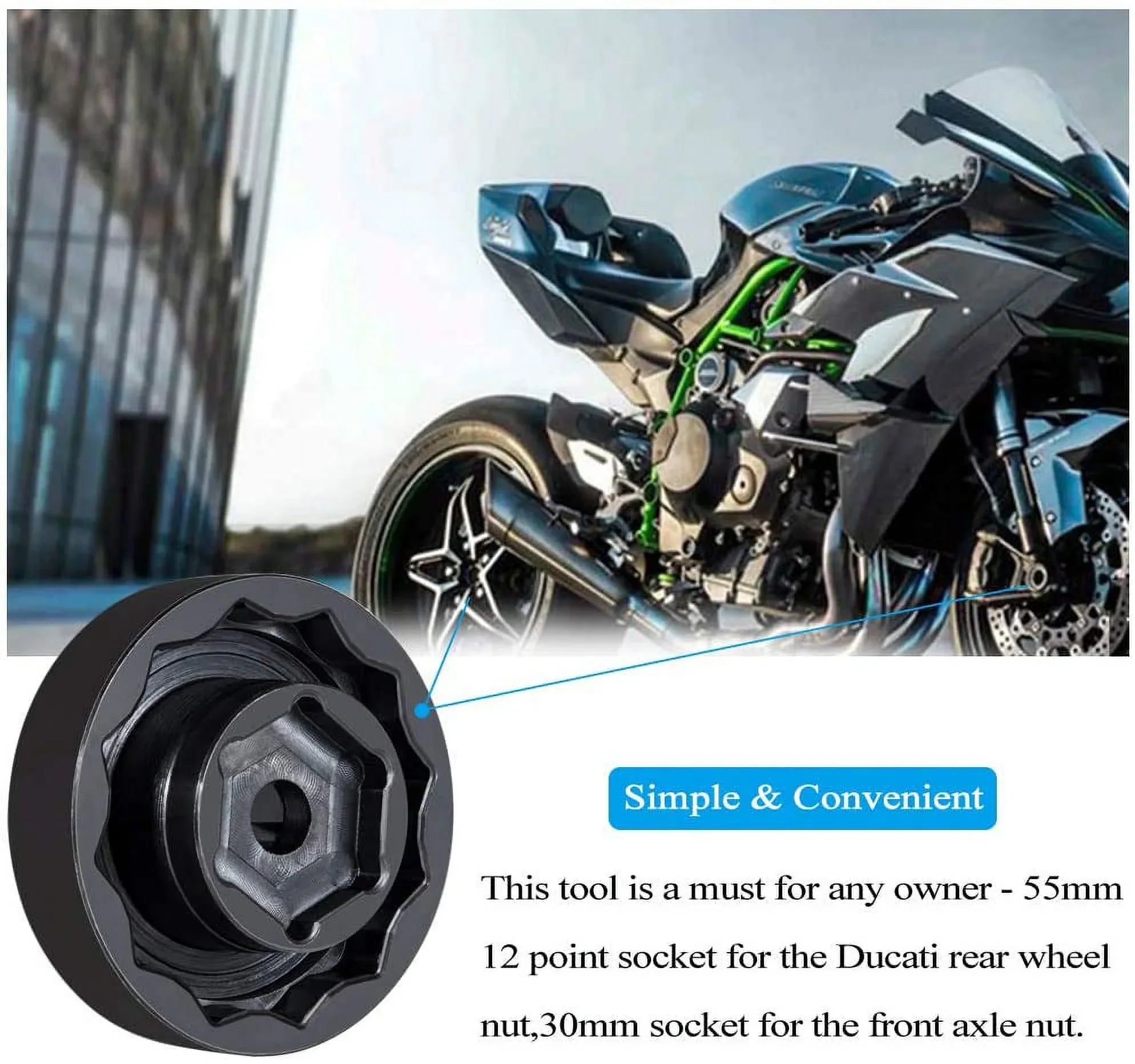 (30mm Multistrada 1198 for ATVs 1199 Diavel Panigale Nut Socket Axle Front 55mm) Super Tool Rear Ducati Wheel Bike Motorcycle + 1098