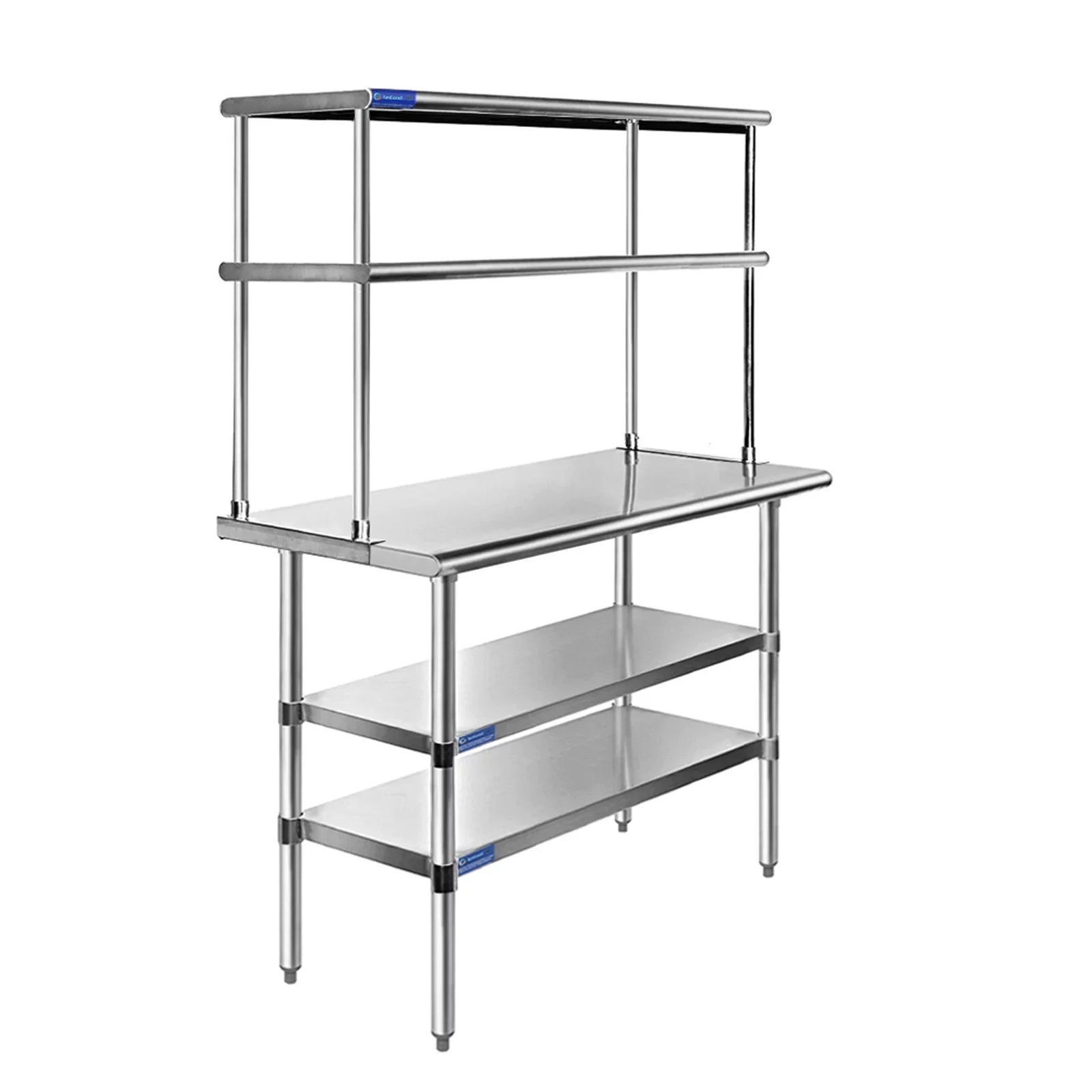 Shelves Kitchen Double & 30" Steel x Wide | Combo 18" Shelving Tier Metal Overshelf 12" Two | With Table Table Prep Stainless Work