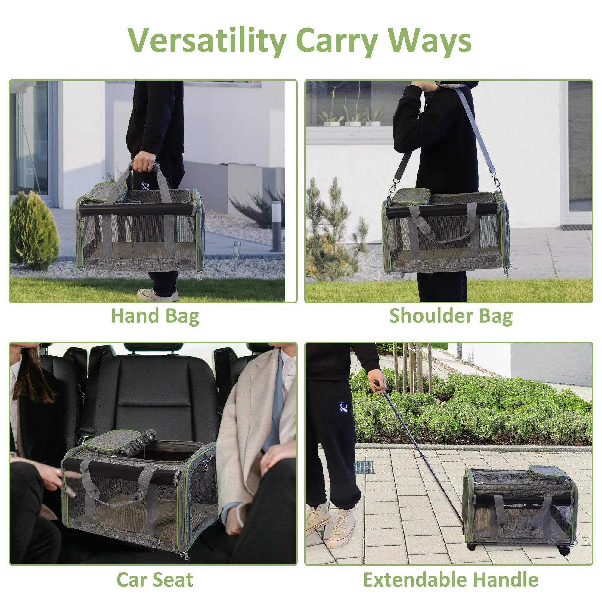 for Mesh Telescopic Soft-Sided Carrier with Removable Carrier Cats, Airline Pet with Cat Handle, and Wheels Cat Pet Safety for Wheel Approved Strap and Dog, Dogs Base, & Carrier