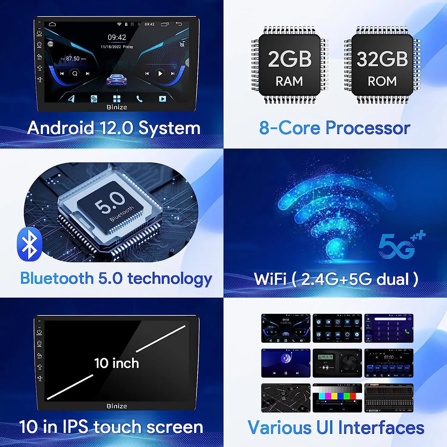 in-Dash 2500 3500 Dodge Camera/DSP/SWC/BT/WiFi/2+32GB Auto/AM/FM/Backup with Double for Din Stereo 2013-2018, CarPlay/Android Car GPS Radio Unit 9" Android Ram 1500 Wireless Navigation Binize 12