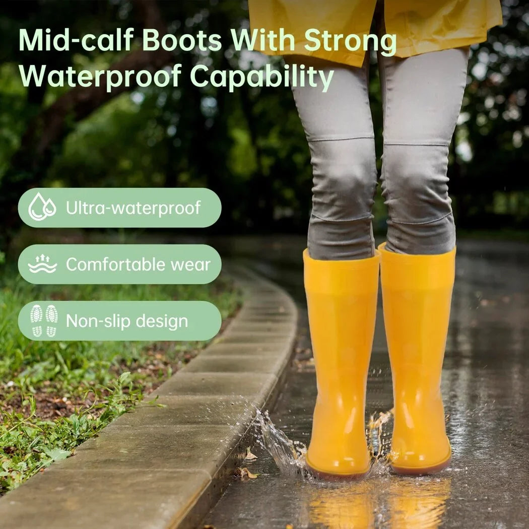 Outdoor Mid-calf Shoes, And Waterproof Cleaning Gardening Rain Lightweight Women's Rain Yellow Fashionable Boots Boots, Garden Footwear, for Works Rain