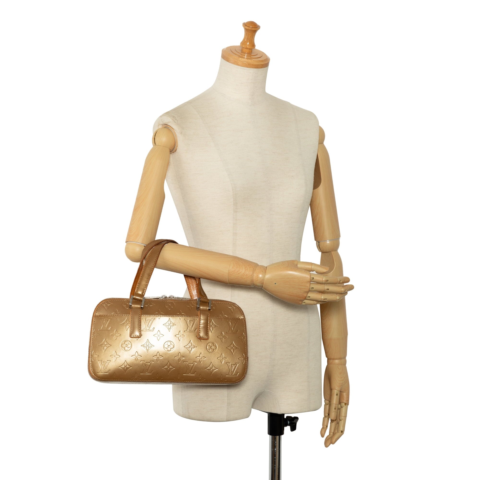 Monogram Louis Unisex Calf Brown Mat (Good) HandleBag Authenticated Top Vuitton Leather Handbag Pre-Owned Shelton