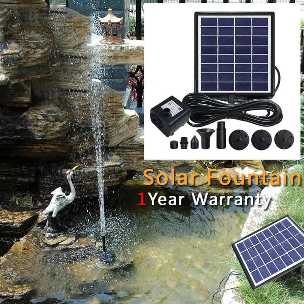 Pond Aerobic 2W Pool Pond for Pond Outdoor Garden 1 Floating Set Fountain Gongxipen Water Fish Solar (Black) Landscape Miniature Pool Garden Fountain Fountain Fountain
