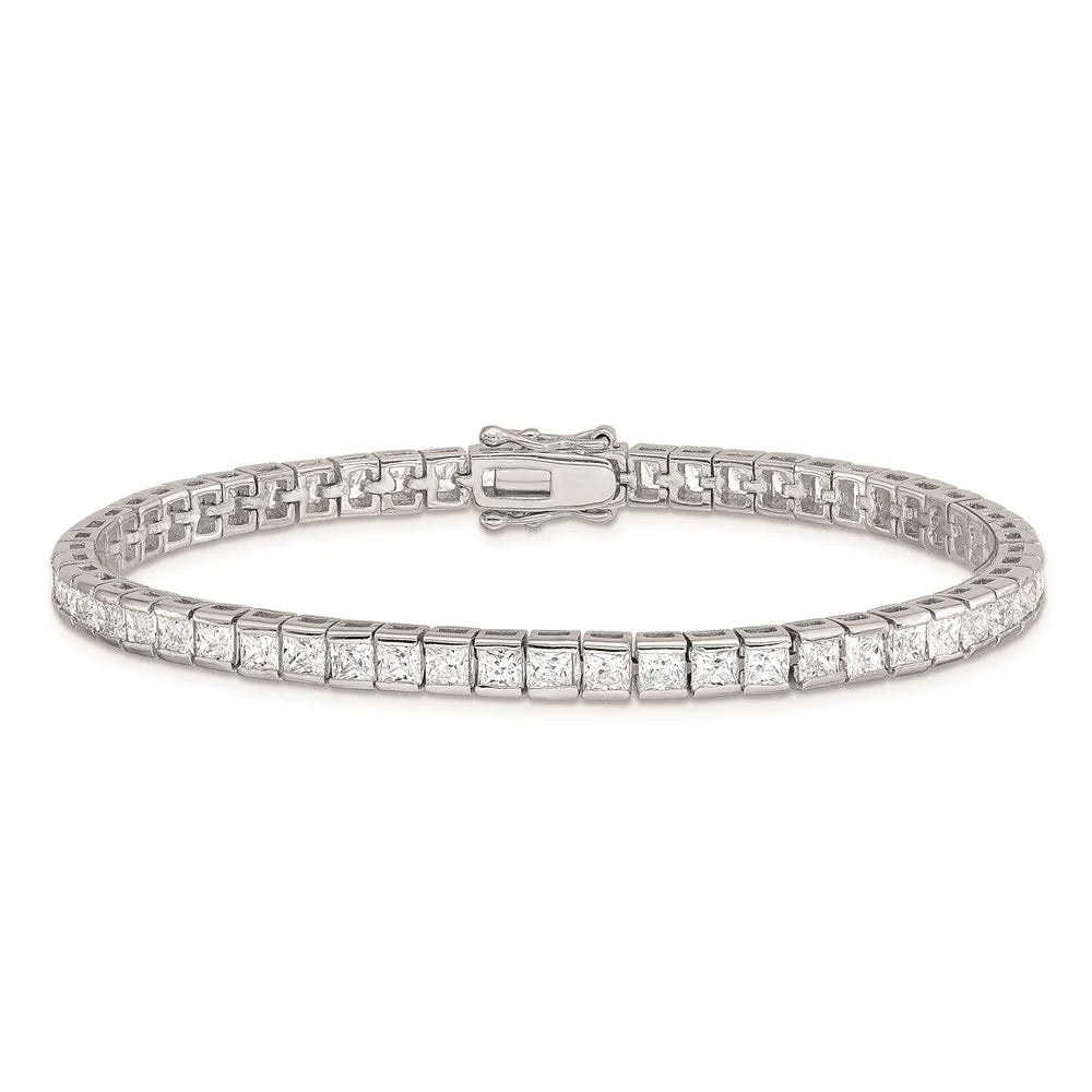 925 Women(L- for 7.5 inch Rhodium Plated Tennis Zirconia Auriga Bracelet 7.5inch) Sterling Silver
