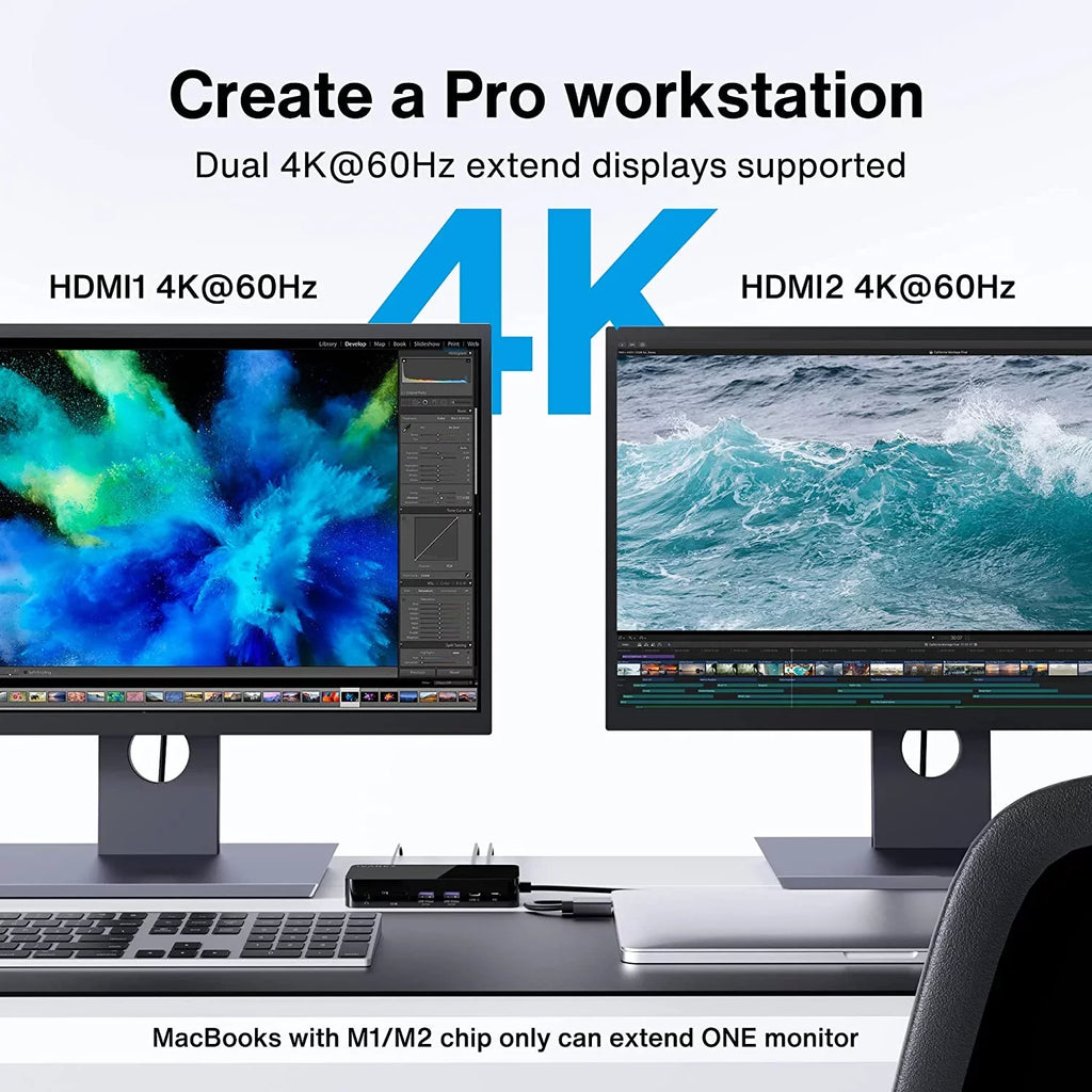 in Power Station 2 Pro Adapter, Station MacBook iVANKY VCD03-US 12 USB Docking C Dual 4K@60Hz 180W