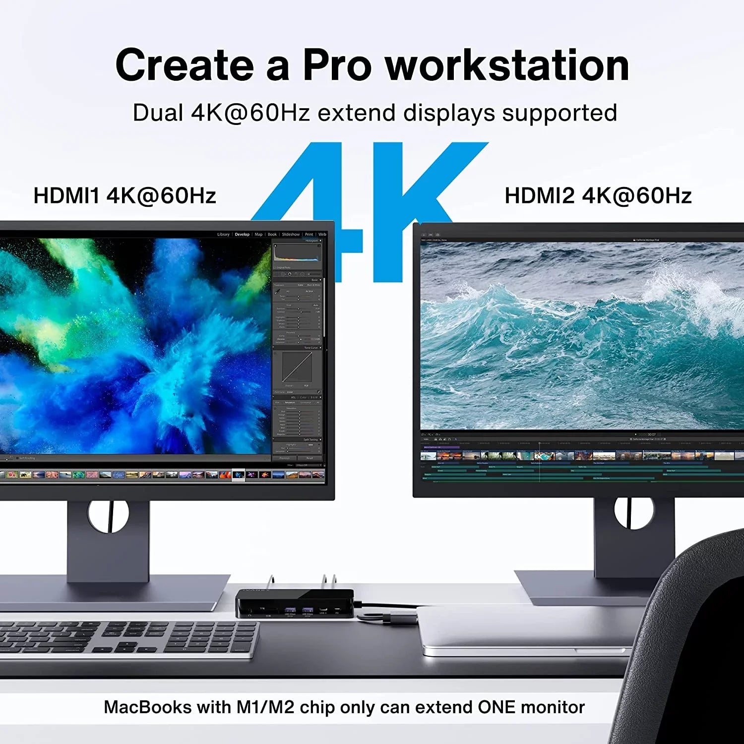in Power Station 2 Pro Adapter, Station MacBook iVANKY VCD03-US 12 USB Docking C Dual 4K@60Hz 180W