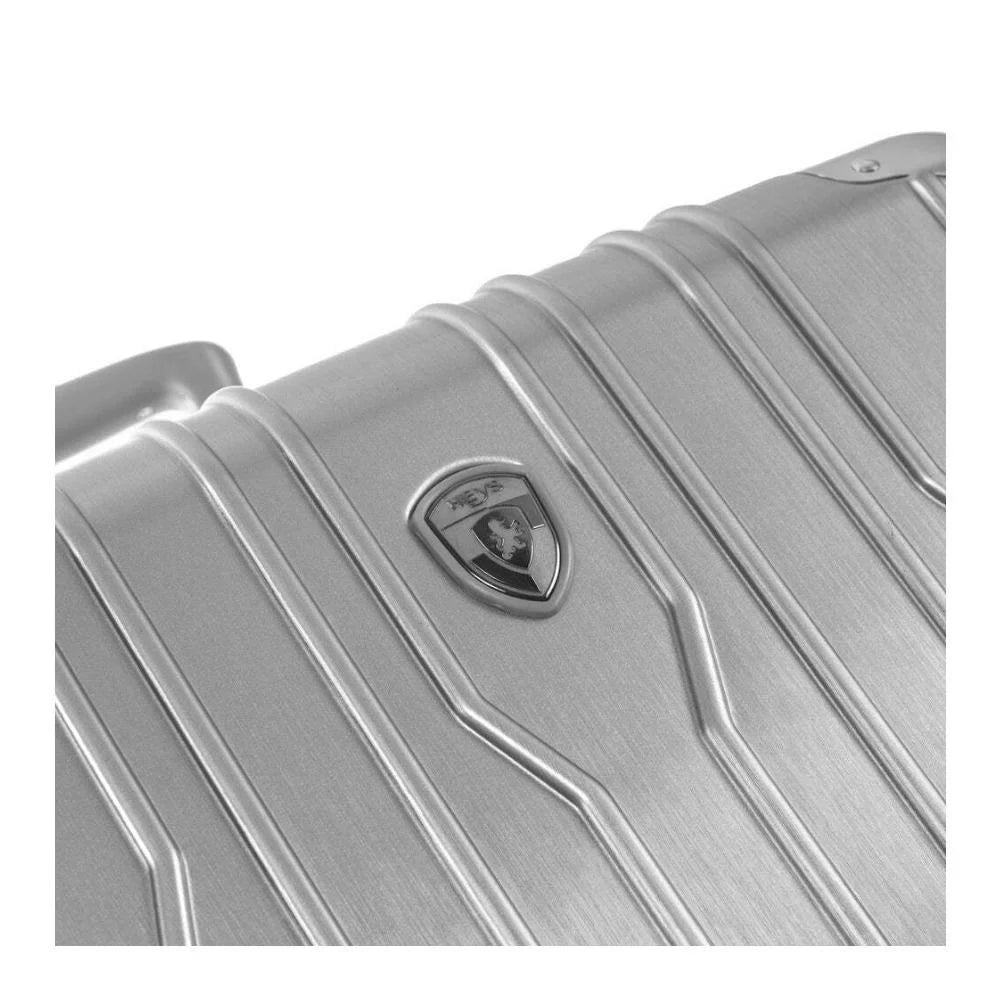 System Lightweight, Carry-On Silver with Lock, Handle Spinner TSA Expandable, Xtrak Heys Wheels Telescopic Luggage 21-Inch Combination
