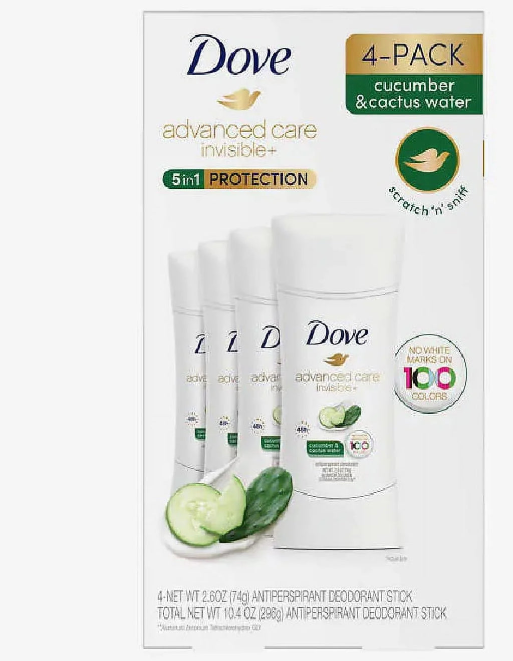 Dove Oz. - of invisible - 2.6 each, in Pack water - Advanced Cucumber & Protection. care 5 4 Oz. 1 10.4 Cactus Total
