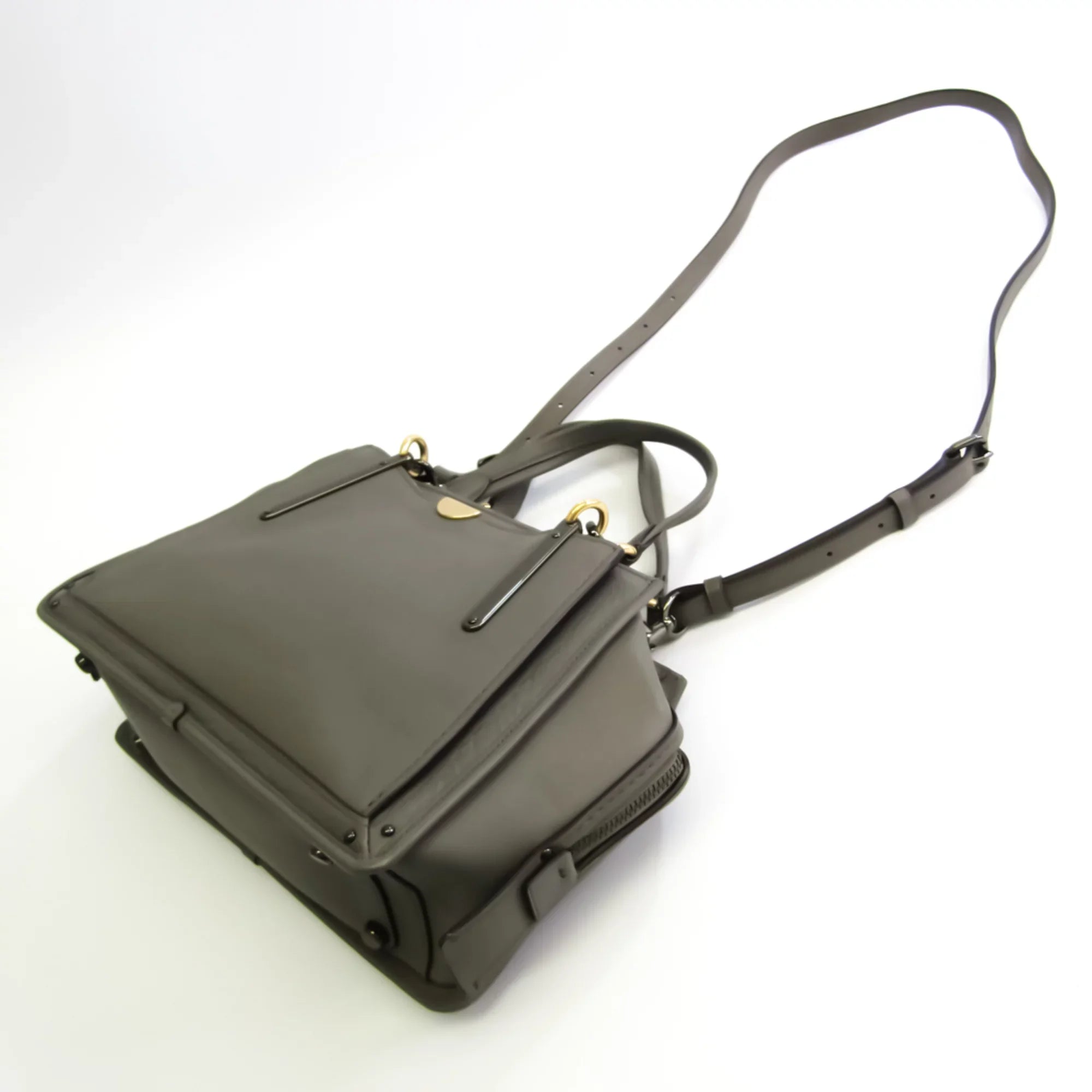 Shoulder (Good) Gray Coach Handbag Leather Bag Womens Pre-Owned