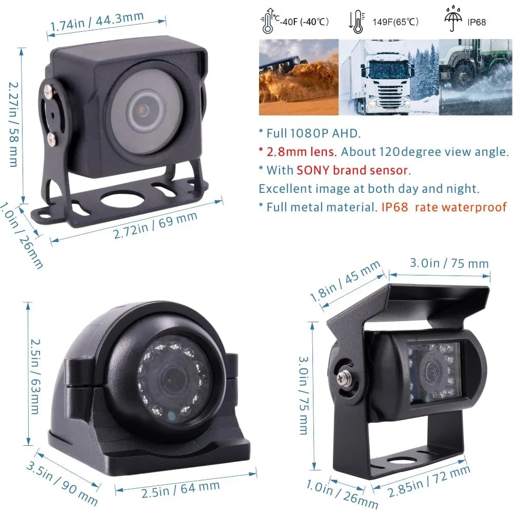 Rear 4 Bus Cameras RV DVR Remote 4 Channel Kit Car LTE Side IP68 Video for Front Vehicle Fleet CCTV Wifi Van CELLULAR Recorder Backup on Web/APP GPS 1080P Truck View View JOINLGO 4G Bus