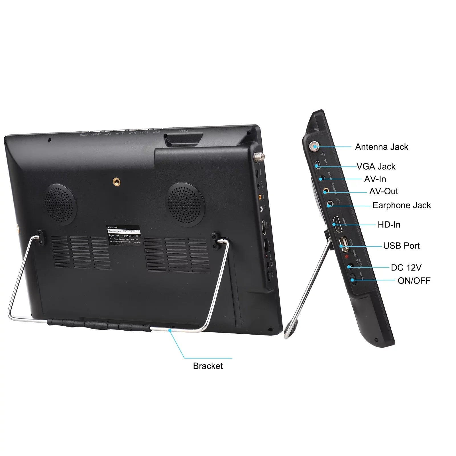Television LEADSTAR Digital with Portable Card Player D14 TV 14-inch ATSC Playback Car Disk U Remote Control Player TV