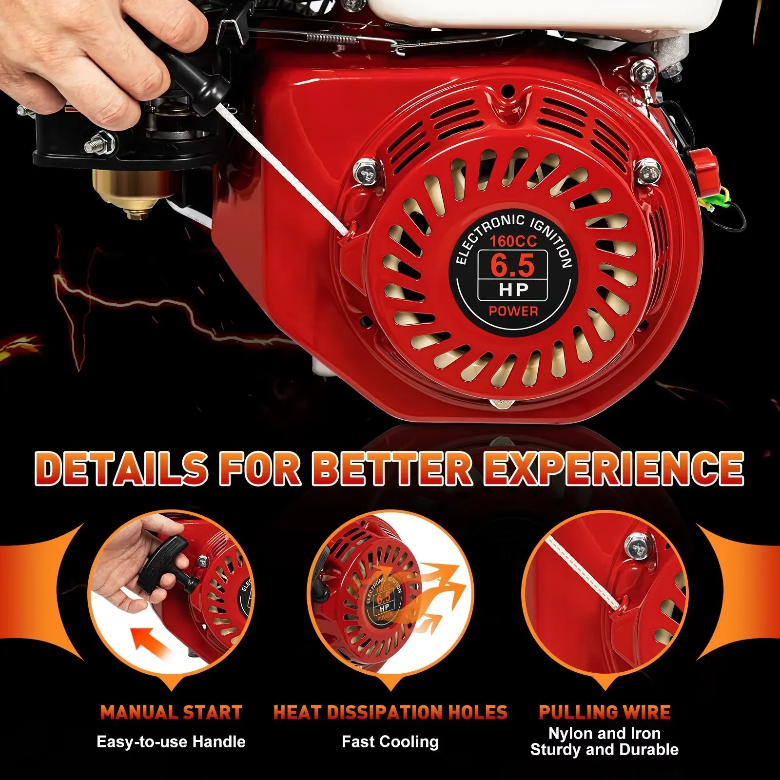 Cylinder Engine OHV Air TFCFL GX160 6.5HP Honda 160cc Single Cooled 4 Gas Stroke For