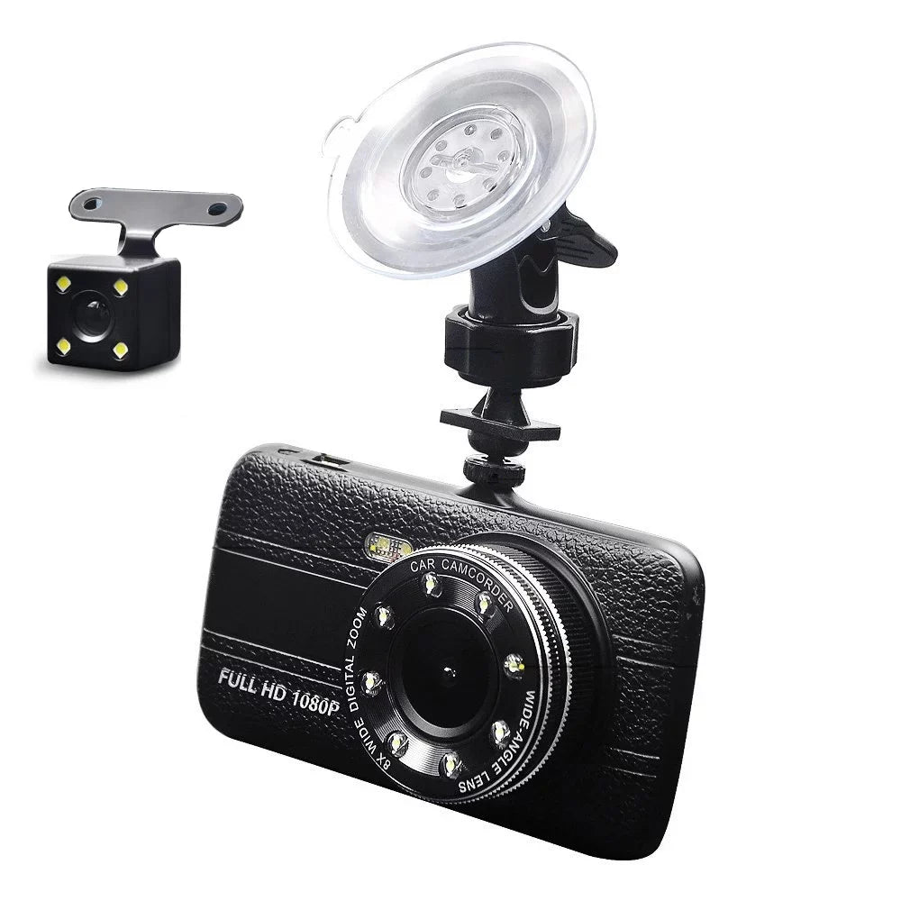 DVR Driving Monitor LCD 4 Inch Recorder Black Vehicle Dash Dual Cam Box Camera axGear