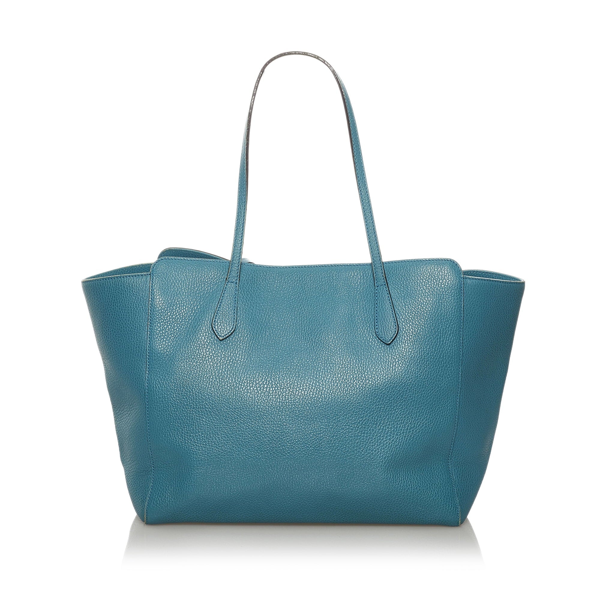 Authenticated Blue Gucci Pre-Owned Leather Swing Medium (Good) Bag Women Tote Calf