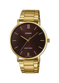 Burgundy Watch Men's Tone Dial MTP-VT01G-5B Minimalistic Casio Analog Gold