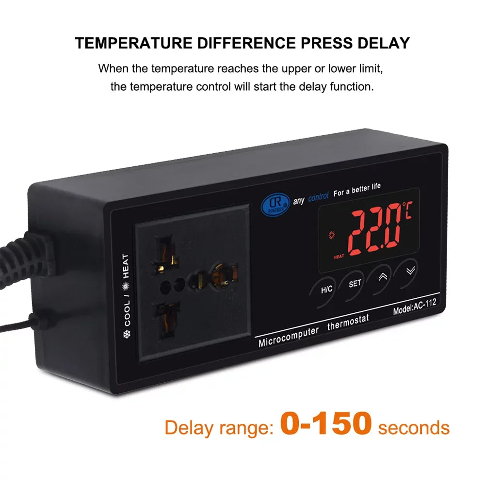 Reptiles Home Brewing Cooling Digital Freezer Incubation Lepmerk -40â~110â?Plug House with Green Temperature Chest Heating Controlled Thermostat Reptile Controller Thermostat Mode & for Outlet