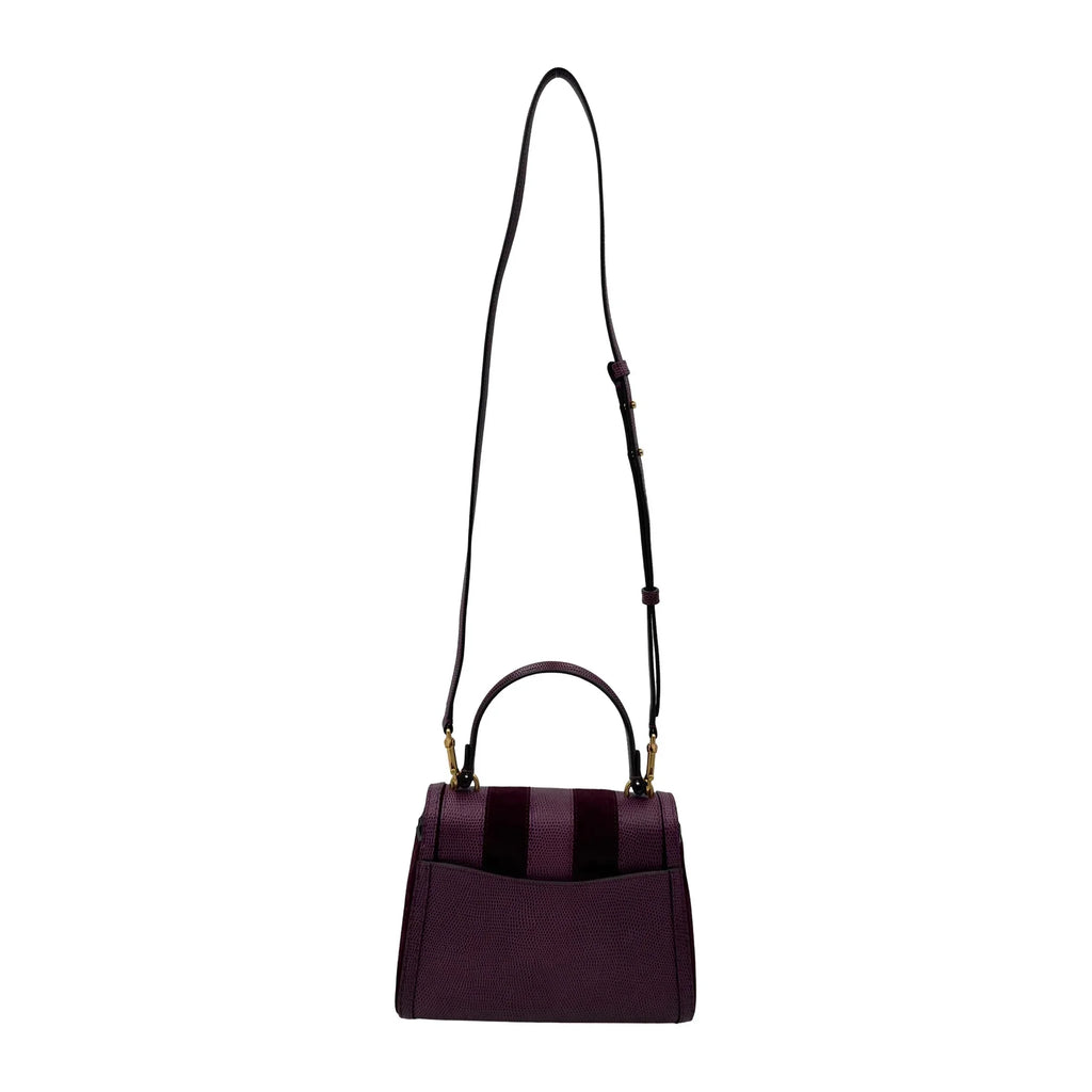 Spade Lizard-embossed Bag Small Top-handle Katy Burgundy - Kate Striped