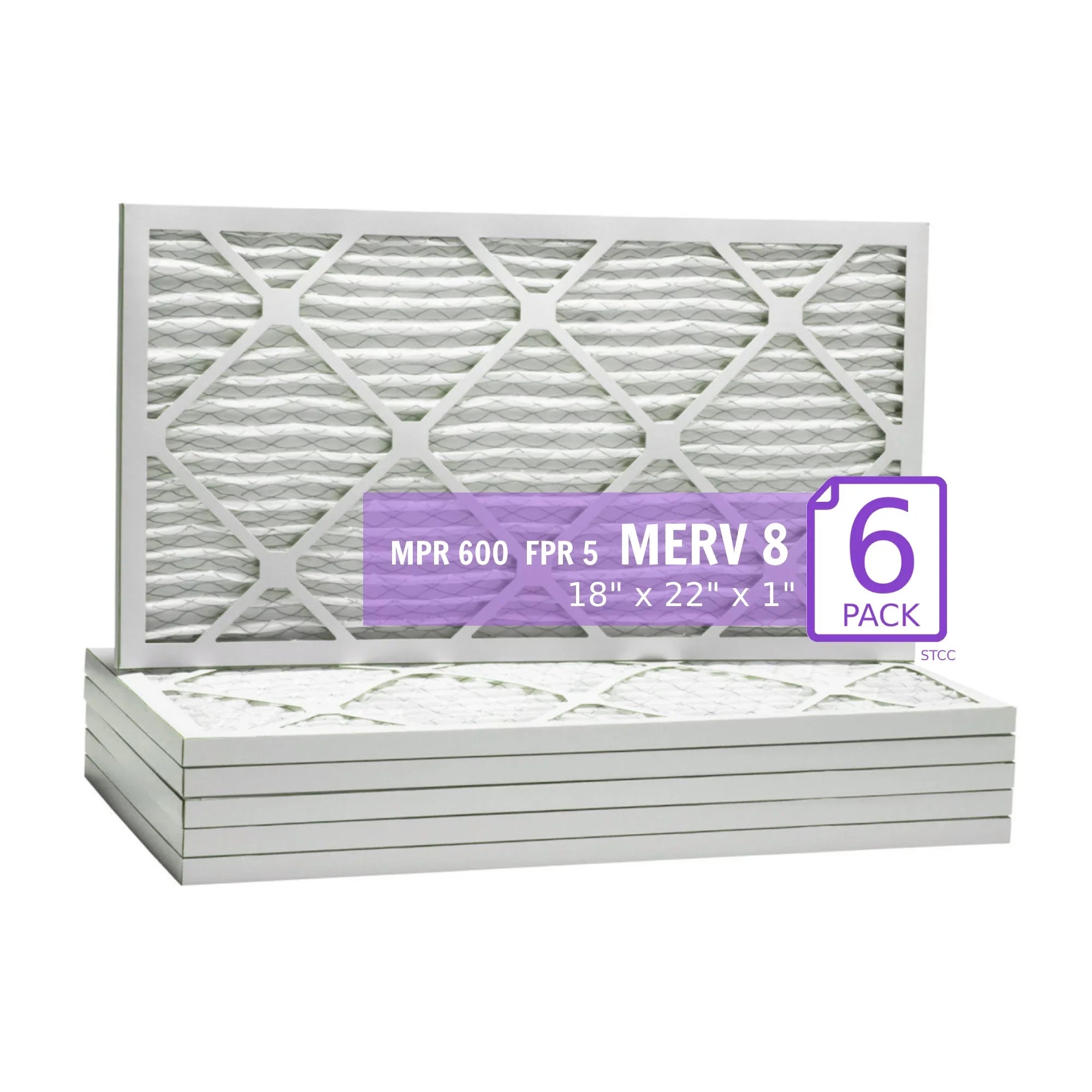 8, (6 Pack) Pleated DMK80 Filter, 18x22x1, Mechanical Surface MERV Purolator Air Extended