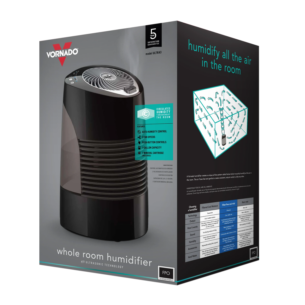 Ultrasonic New Whole Room and Blue, Vornado Ultra Humidifier, 3 Black