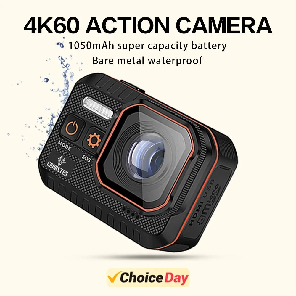 Control Waterproof Cam Remote Camera Camera Camera Sport Helmet Screen recorder drive Sports 4K60FPS With Action Action