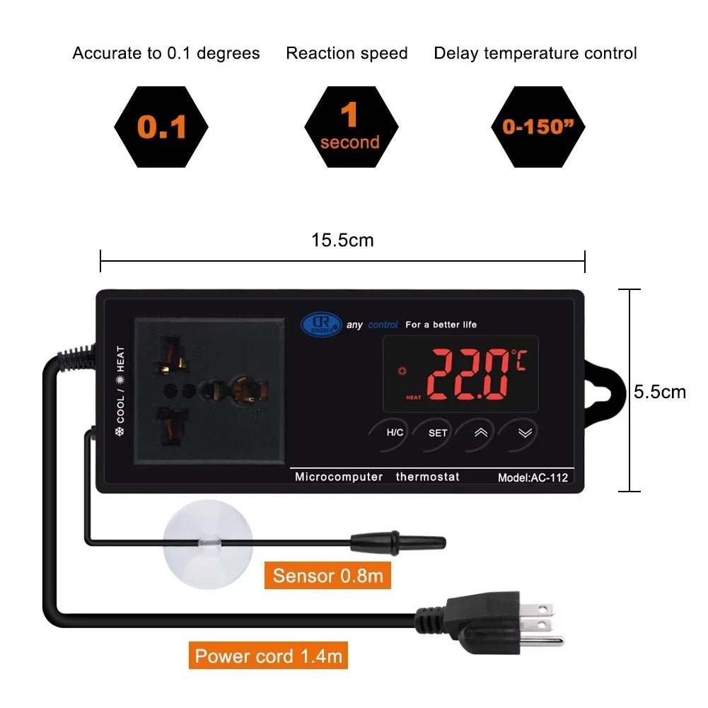 Reptiles Home Brewing Cooling Digital Freezer Incubation Lepmerk -40â~110â?Plug House with Green Temperature Chest Heating Controlled Thermostat Reptile Controller Thermostat Mode & for Outlet