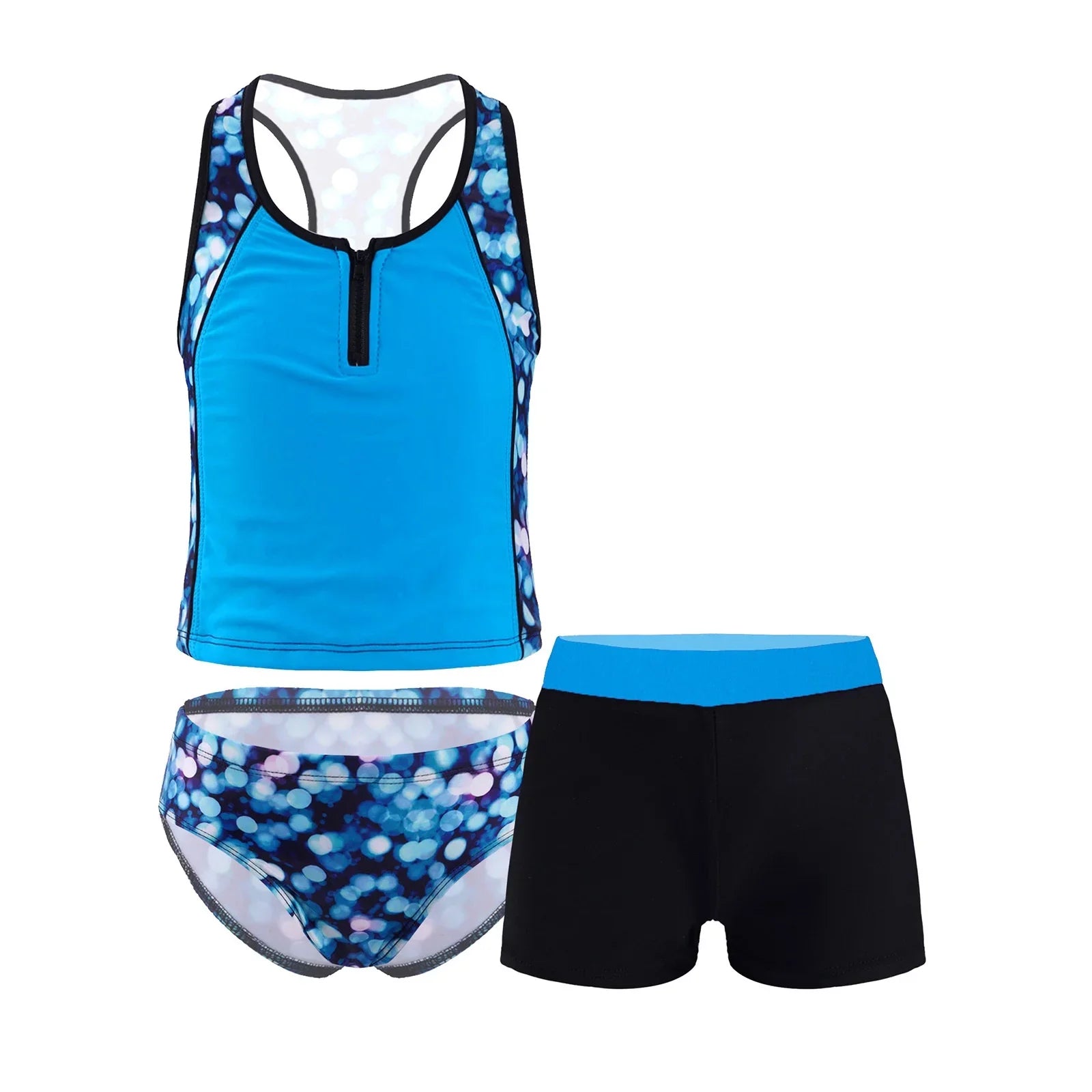 Suit Set 8 Hawaii Floral Bathing Swimsuit Summer Beach 3 Girls Pieces Swimwear,Sizes INHZOY Blue 4-16 Tankini