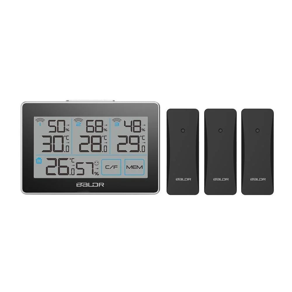 3 Stand Humidity Black LCD, Real-Time Digital and Station Tracker Distance 262 with Meter Touchscreen, Hanging Temperature Built-in - ft Weather Slot, Remote and Max with BALDR Wireless Sensors,
