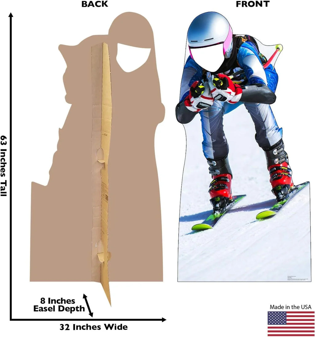 Size Cutout Skier Stand-In Cardboard Life Standup Downhill